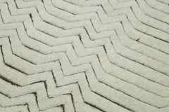 Purpleocco Beige Geometric Cotton Wool Handmade Area Rug 3'0'' x 4'10''