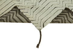 Purpleocco Beige Geometric Cotton Wool Handmade Area Rug 3'0'' x 4'10''