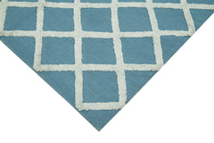 Nepal Geometric Blue Geometric Wool Cotton Handmade Rug 9'0'' x 12'0''
