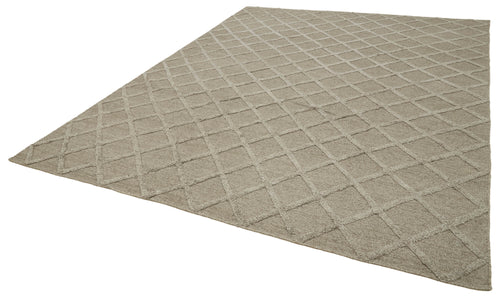 Nepal Geometric Brown Geometric Wool Cotton Handmade Rug 9'0'' x 12'0''