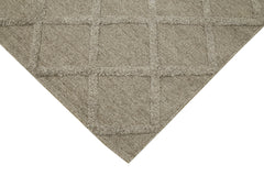 Nepal Geometric Brown Geometric Wool Cotton Handmade Rug 9'0'' x 12'0''