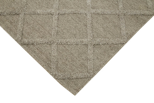 Nepal Geometric Brown Geometric Wool Cotton Handmade Rug 9'0'' x 12'0''