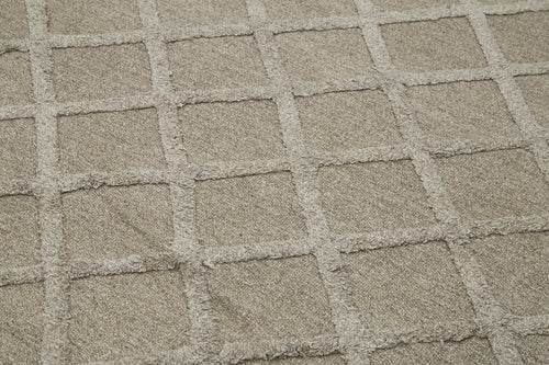 Nepal Geometric Brown Geometric Wool Cotton Handmade Rug 9'0'' x 12'0''