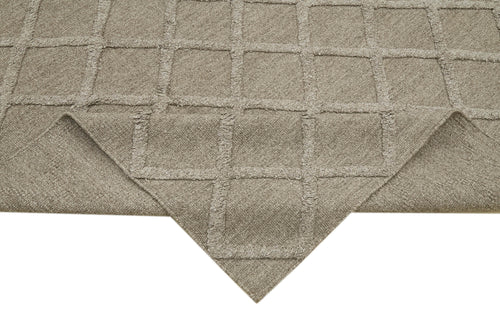 Nepal Geometric Brown Geometric Wool Cotton Handmade Rug 9'0'' x 12'0''