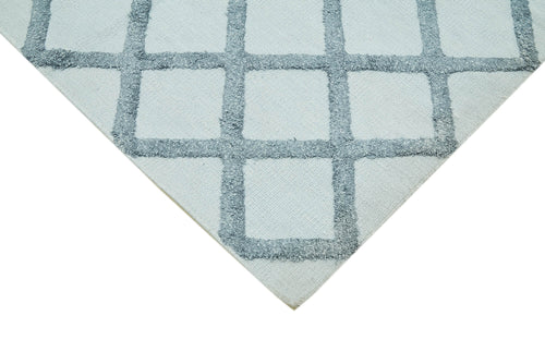 Nepal Geometric Blue Geometric Wool Cotton Handmade Rug 9'0'' x 12'0''