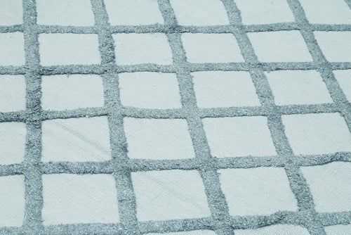 Nepal Geometric Blue Geometric Wool Cotton Handmade Rug 9'0'' x 12'0''