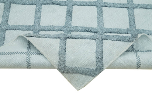 Nepal Geometric Blue Geometric Wool Cotton Handmade Rug 9'0'' x 12'0''