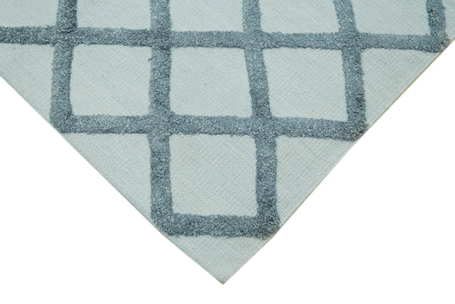 Nepal Geometric Blue Geometric Wool Cotton Handmade Rug 9'0'' x 12'0''