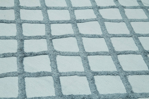 Nepal Geometric Blue Geometric Wool Cotton Handmade Rug 9'0'' x 12'0''