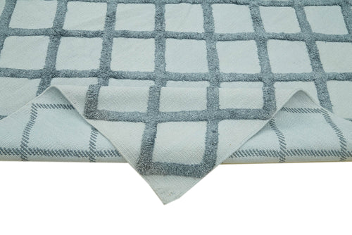 Nepal Geometric Blue Geometric Wool Cotton Handmade Rug 9'0'' x 12'0''