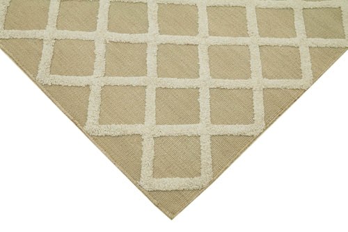 Nepal Geometric Beige Geometric Wool Cotton Handmade Rug 9'0'' x 12'0''