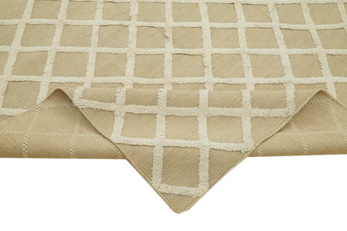 Nepal Geometric Beige Geometric Wool Cotton Handmade Rug 9'0'' x 12'0''