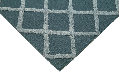 Nepal Geometric Blue Geometric Wool Cotton Handmade Rug 8'7'' x 10'0''