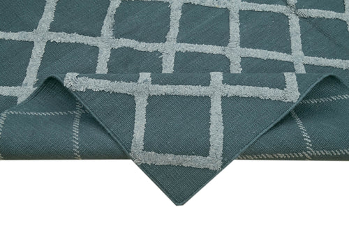 Nepal Geometric Blue Geometric Wool Cotton Handmade Rug 8'7'' x 10'0''