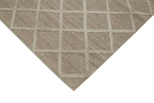 Nepal Geometric Brown Geometric Wool Cotton Handmade Rug 8'0'' x 10'0''