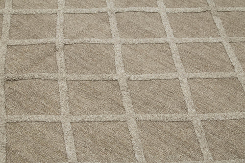 Nepal Geometric Brown Geometric Wool Cotton Handmade Rug 8'0'' x 10'0''