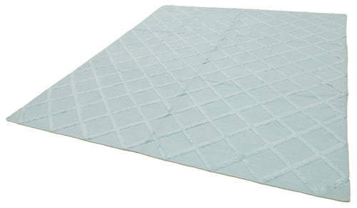 Nepal Geometric Blue Geometric Wool Cotton Handmade Rug 8'0'' x 10'0''