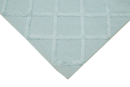 Nepal Geometric Blue Geometric Wool Cotton Handmade Rug 8'0'' x 10'0''