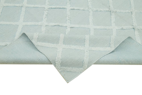 Nepal Geometric Blue Geometric Wool Cotton Handmade Rug 8'0'' x 10'0''