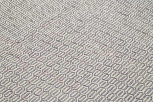 Nepal Geometric Purple Geometric Wool Cotton Handmade Rug 8'1'' x 10'0''