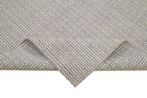 Nepal Geometric Purple Geometric Wool Cotton Handmade Rug 8'1'' x 10'0''