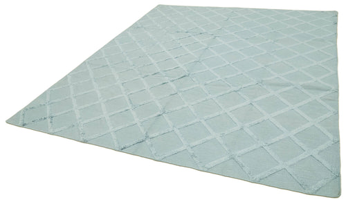 Nepal Geometric Blue Geometric Wool Cotton Handmade Rug 8'1'' x 10'0''