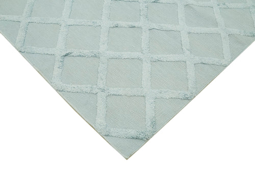 Nepal Geometric Blue Geometric Wool Cotton Handmade Rug 8'1'' x 10'0''