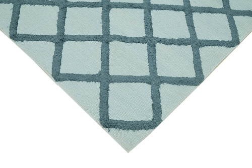 Nepal Geometric Blue Geometric Wool Cotton Handmade Rug 8'1'' x 10'0''