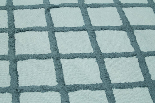 Nepal Geometric Blue Geometric Wool Cotton Handmade Rug 8'1'' x 10'0''