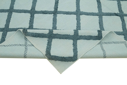 Nepal Geometric Blue Geometric Wool Cotton Handmade Rug 8'1'' x 10'0''