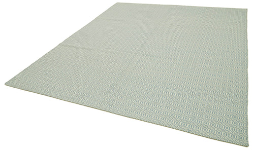 Nepal Geometric Blue Geometric Wool Cotton Handmade Rug 8'1'' x 10'0''