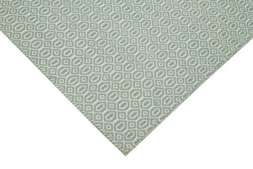 Nepal Geometric Blue Geometric Wool Cotton Handmade Rug 8'1'' x 10'0''