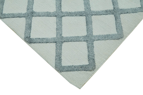 Nepal Geometric Blue Geometric Wool Cotton Handmade Rug 8'1'' x 10'0''