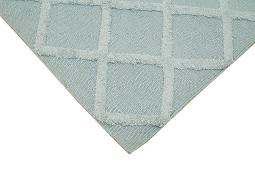 Nepal Geometric Blue Geometric Wool Cotton Handmade Rug 8'1'' x 10'0''