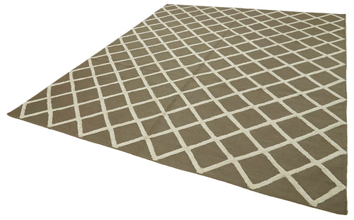 Nepal Geometric Brown Geometric Wool Cotton Handmade Rug 8'1'' x 10'0''