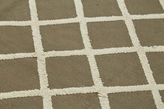 Nepal Geometric Brown Geometric Wool Cotton Handmade Rug 8'1'' x 10'0''