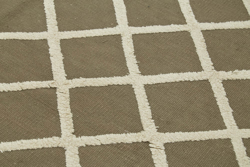 Nepal Geometric Brown Geometric Wool Cotton Handmade Rug 8'1'' x 10'0''