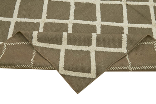 Nepal Geometric Brown Geometric Wool Cotton Handmade Rug 8'1'' x 10'0''