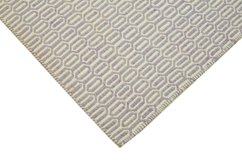 Nepal Geometric Purple Geometric Wool Cotton Handmade Rug 8'1'' x 10'0''