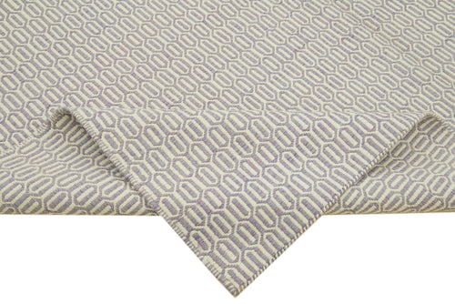 Nepal Geometric Purple Geometric Wool Cotton Handmade Rug 8'1'' x 10'0''