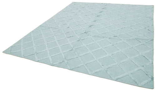 Nepal Geometric Blue Geometric Wool Cotton Handmade Rug 8'1'' x 10'0''