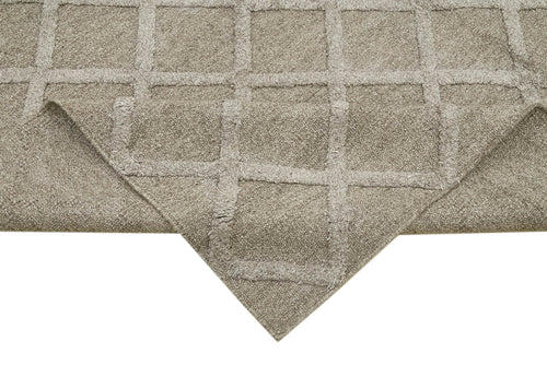 Nepal Geometric Grey Geometric Wool Cotton Handmade Rug 8'1'' x 10'0''