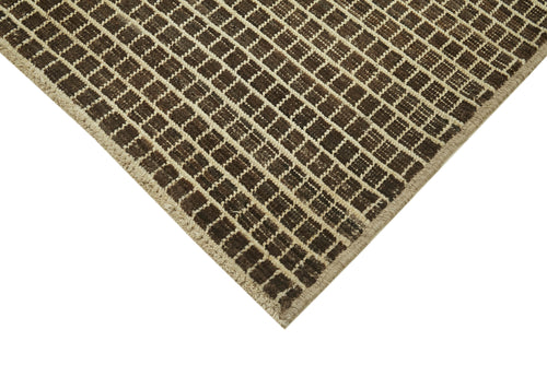 Purpleocco Brown Geometric Wool Cotton Handmade Rug 8'11'' x 12'6''