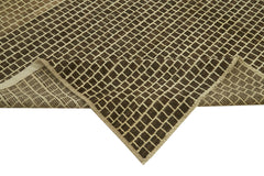 Purpleocco Brown Geometric Wool Cotton Handmade Rug 8'11'' x 12'6''