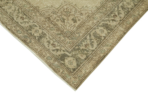 Zile Beige Vintage Cotton Wool Handmade Area Rug 4'6'' x 12'8''