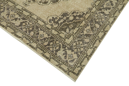 Zile Beige Vintage Cotton Wool Handmade Area Rug 4'7'' x 13'1''