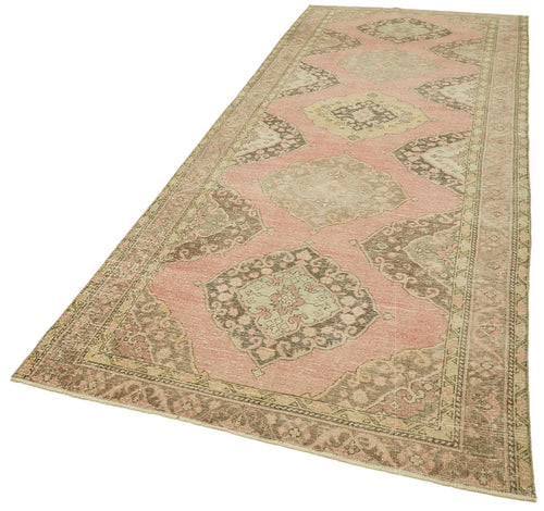 Zile Beige Vintage Cotton Wool Handmade Area Rug 4'7'' x 12'6''