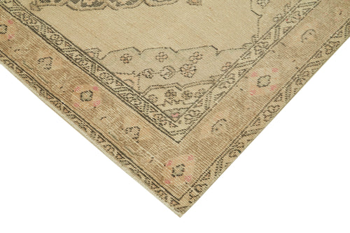 Zile Beige Vintage Cotton Wool Handmade Area Rug 4'8'' x 12'10''