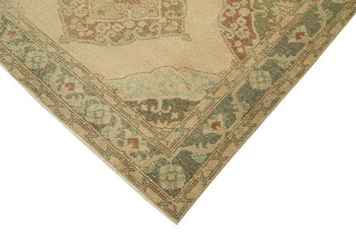 Zile Beige Vintage Cotton Wool Handmade Area Rug 4'8'' x 11'10''