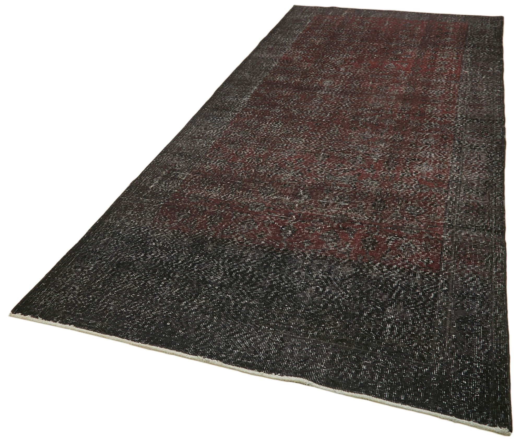 Handmade Vintage Area Rug – Black Turkish Wool Rug 4'9'' x 12'2'' Cotton Wool Carpet